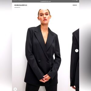 GOOD AMERICAN Women's Shiny Scuba Blazer Size 3 Large Black Jacket